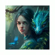 奇幻动物 5D 钻石画龙与女孩独角兽水钻满钻刺绣十字绣套件手工工艺品 DIY 马赛克家居墙面装饰 - 彩色 - 查看 11