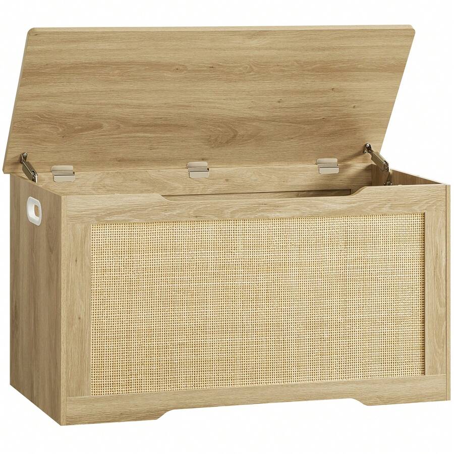 29.5"/39.4"L Storage Chest, Storage Trunk, Wooden Storage Box With Safety Hinge And Gel Bumpers, Lift Top Storage Bench, Shoe Bench, Supports 220 Lb, For Living Room, Bedroom, Entryway - Tự nhiên - Xem 1