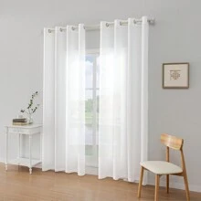 YSTYLE Interior Blinds 2 Pieces , Living Room Bedroom Curtains, Modern Living Room Home Window Curtains, Semi-Elegant Voile Blinds With Rings - White - View 7
