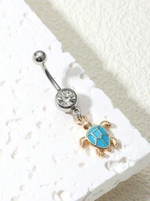 1pc Stainless Steel & Alloy Sea Turtle Navel Piercing Jewelry, For Daily Wear, Belly Button Rings - Sea Turtles - View 7