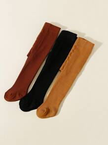 3pcs Kids Solid Color Simple Style Leggings, Suitable For Daily Wear - Multicolor - View 6