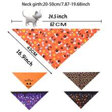 Bandanas de Halloween para perros, pañuelos triangulares para mascotas lavables, pañuelos para el cuello de mascotas, baberos para perros, con diseños de calabaza, fantasma, maíz de caramelo y huesos, talla mediana