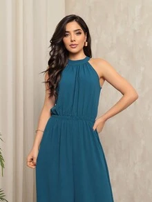 Macacão feminino da moda - Azul petróleo - Visão 4