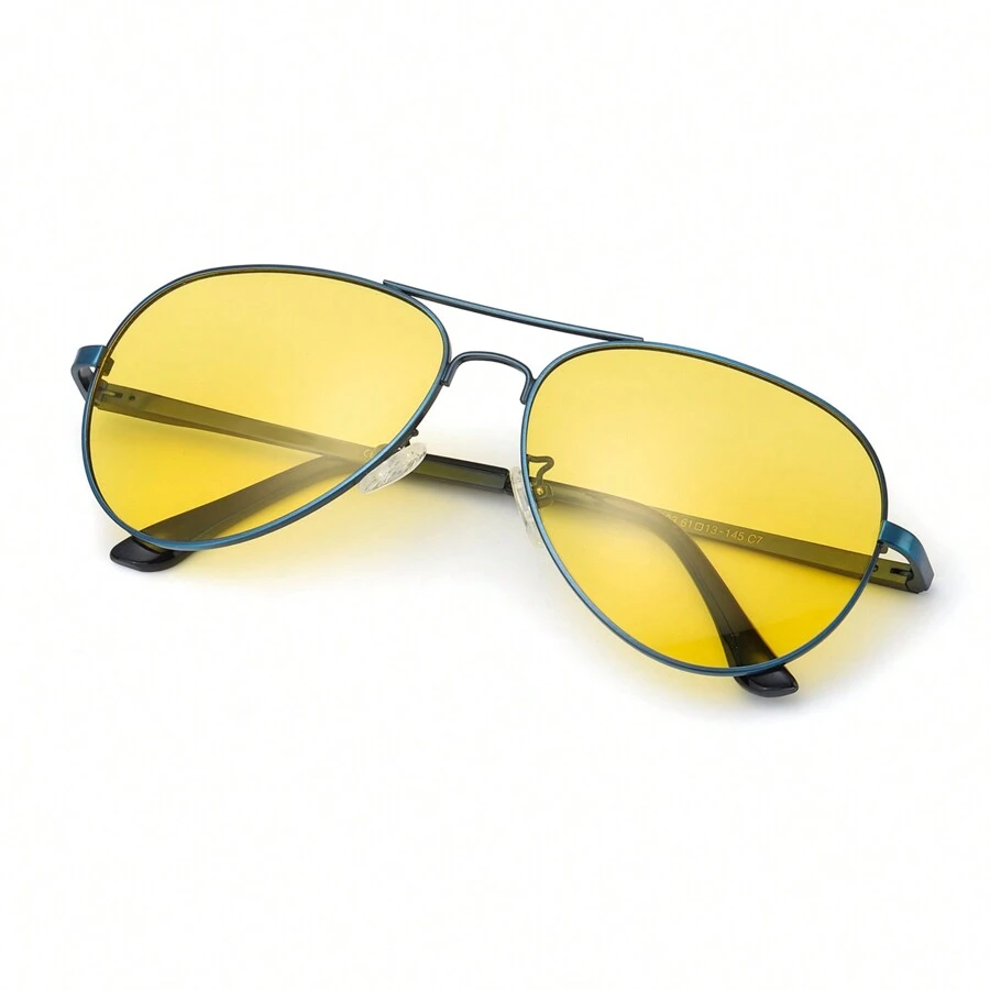 Night Vision Glasses Night Driving Anti Glare Glasses, Yellow Lens For Night Fashion Glasses - Blue * Yellow - View 1