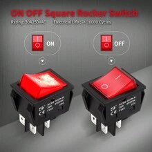 30A 250V KCD2 KCD4 Rocker Switch DPST 4 Pin Red Blue Green Lighted 120V Rocker Toggle Switch ON Off Heavy Duty T125