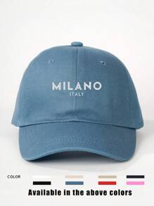 Street 1入組MILANO ITALY印花棒球帽，戶外防曬可調休閒帽，適用於春秋旅行、海灘度假，Y2K流行年輕帽 - 白色 - 查看 4