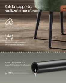 VASAGLE EKHO Collezione - Sgabello, Pouf Contenitore, Rivestimento in PU con Cuciture, Moderno di Metà Secolo, Poggiapiedi Rotondo con Gambe in Acciaio, Portata di 150 kg, Marrone Caramello/ Verde Foresta - Verde - Visualizzare 3