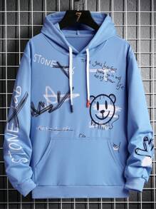 Kangaroo Sweatshirt With Various Stretewer Prints - Màu xanh lam - Xem 1