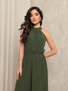 Fashionable Women's Jumpsuit - Army Green - View 4