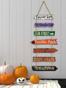 1/75 Bộ, 7 Cái/Bộ Biển Gỗ Treo Cửa Trang Trại Phong Cách Mộc Mạc Halloween Hình Quả Bí Ngô Dơi Treo Tường Trang Trí Cho Nhà Bếp Tiệc Halloween Trang Trí Để Bàn - Nhiều màu - Xem 3