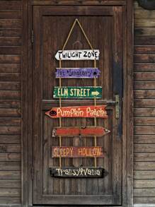 1/75 Bộ, 7 Cái/Bộ Biển Gỗ Treo Cửa Trang Trại Phong Cách Mộc Mạc Halloween Hình Quả Bí Ngô Dơi Treo Tường Trang Trí Cho Nhà Bếp Tiệc Halloween Trang Trí Để Bàn - Nhiều màu - Xem 1