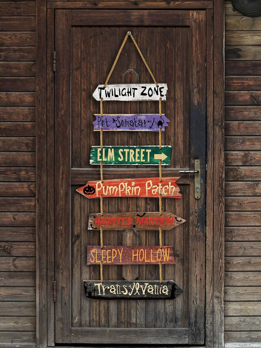 1/75 Bộ, 7 Cái/Bộ Biển Gỗ Treo Cửa Trang Trại Phong Cách Mộc Mạc Halloween Hình Quả Bí Ngô Dơi Treo Tường Trang Trí Cho Nhà Bếp Tiệc Halloween Trang Trí Để Bàn - Nhiều màu - Xem 1