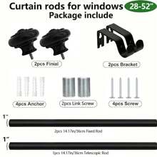 1 套金属窗帘杆，装饰性强且易于安装的窗帘杆，防水防锈铁/不锈钢，坚固承重，直径 1 英寸，多节可拆卸可调节，适用于卧室、浴室、客厅、厨房窗户的多功能窗帘轨道 - 彩色 - 查看 20