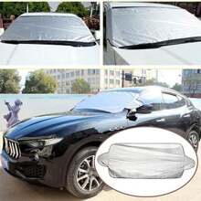 1 szt. Osłona przeciwśnieżna przedniej szyby samochodu na lód, śnieg, mróz, osłona przeciwsłoneczna na przednią szybę samochodu, osłona przeciwsłoneczna z tkaniny Oxford na każdą pogodę, chroniąca przed wiatrem i promieniowaniem UV, pasująca do samochodów SUV, ciężarówek Van, uniwersalne akcesoria samochodowe, ochrona przeciwsłoneczna wnętrza samochodu