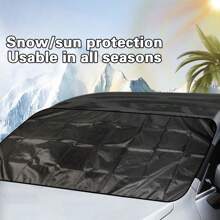1 szt. Osłona przeciwśnieżna przedniej szyby samochodu na lód, śnieg, mróz, osłona przeciwsłoneczna na przednią szybę samochodu, osłona przeciwsłoneczna z tkaniny Oxford na każdą pogodę, chroniąca przed wiatrem i promieniowaniem UV, pasująca do samochodów SUV, ciężarówek Van, uniwersalne akcesoria samochodowe, ochrona przeciwsłoneczna wnętrza samochodu