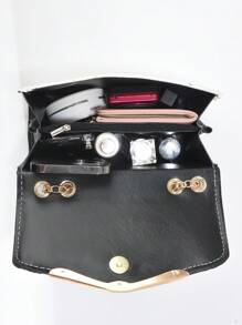 Borsa quadrata PLANEE con fiocco e decorazioni di perle finte, con patta e catena, in PU lucido e luminoso, mini borsa a patta alla moda adatta a studentesse, con tracolla regolabile, il miglior regalo personalizzato per donne, mamme e fidanzate, il miglior regalo per la festa della mamma