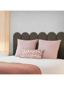 Decorative King Bed Headboard 10 Modules 2.00x0.60cm Upholstered Suede MODULAR NUVEM - 鏽棕色 - 查看 2