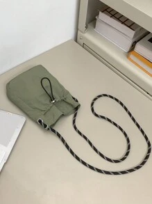 橄榄绿迷你邮差包，休闲单肩斜挎钱包男包斜挎包单肩包侧包学生学校用品夏季旅行男士斜挎包斜挎包侧包秋季包假日必备露营斜挎包夏季包春假包小包迷你包钱包斜挎包学生新生活用品男士必备品 - 橄欖綠 - 查看 4