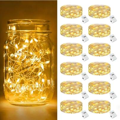 1/6/12Pcs LED Fairy Lights Battery Powered, .6.5ft 20 LED Mini Twinkle String Battery Powered Mason Jar Party (Warm White), Back To School Valentine Day