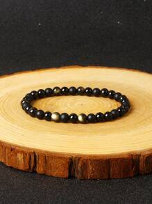 1 pieza Pulsera de cristal de triple protección con turmalina negra, obsidiana dorada, ágata negra, accesorio elegante para la estabilidad emocional y la armonía diaria, joyas de cuentas de 6 mm, regalos de agradecimiento para empleados