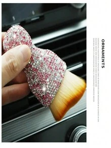 1 pieza Cepillo de limpieza para el interior del automóvil, cepillo de limpieza de cerdas suaves con mango con cristales de brillantina y piedras rhinestone para automóvil y teclado de computadora - Multicolor - Ver 16