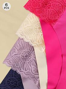 MIOTAN 6 件装 女士低腰蕾丝边纯色性感内裤，女士内衣 - 彩色 - 查看 7