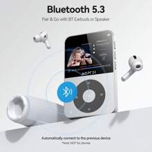 64GB MP3 Player With Bluetooth, 2.3'' Horizontal Screen Classic Multifunctional Music Player With Speaker, FM Radio - Silver - View 5