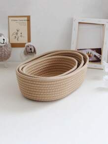 3M 1pc/3pcs Nylon Woven Desktop Storage Basket, Modern Bathroom Tissue Holder, Simple Style