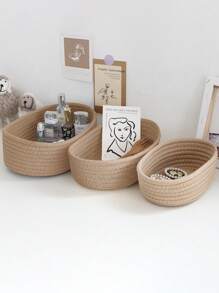 3M 1pc/3pcs Nylon Woven Desktop Storage Basket, Modern Bathroom Tissue Holder, Simple Style