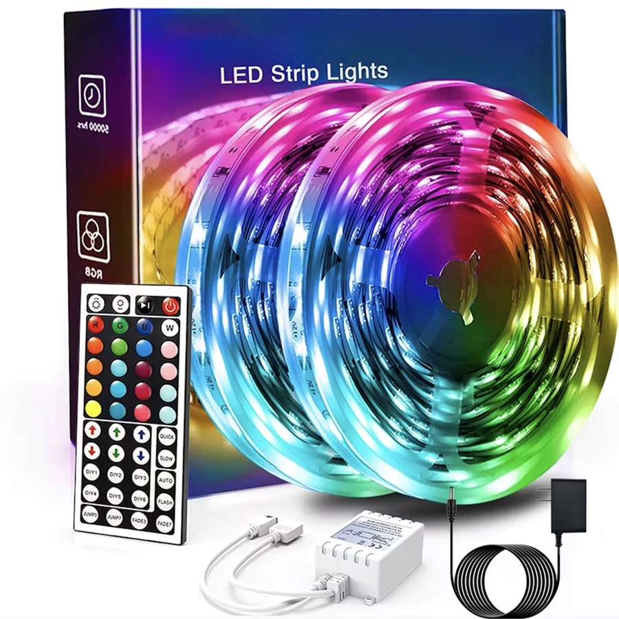 50ft/100ft Led Strip Lights For Bedroom,With 44keys Remote And Power Plug,  Can Adjust Color And Brightness,Very Easy To Install, Led Lights For Room,Home,Kitchen, Living Room,Holiday Party Atmosphere Decor - Xem 1
