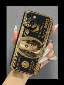 Fashionable Money Golden Design Pattern Liquid Silicone Mobile Phone Case Full-Body Protection Shockproof Anti-Fall TPU Soft Rubber Case Compatible With IPhone 11/12/13/14/15/15pro/15 Plus/15 Promax/7plus/8plus/X/Xs Max/Xr/11pro/12pro/13pro/14pro/12mini/13mini/11promax/12promax/13promax/14promax/14plus/6/6s/6plus/7/8/Se&Compatible With Samsung Galaxy Galaxy/A54/A14/A12/A13/A15/A32/A33/A24/A52S/S20/S21/S22/S23/S24/S23Plus/S24ultra Waterproof Scratch Resistant - Black - View 2