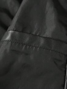 1pc Men's Outdoor Windproof Leather Jacket, Stand Collar, Solid Color, Versatile Motorcycle Leather Coat - Black - View 8