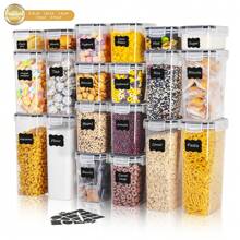 THELIFE 3/4/5/7/8/10/12/15/18/20/24/30/36pcs Airtight Food Storage Containers With Lids, Plastic Food Canisters With Lids Containers For Kitchen & Pantry Organization And Storage, Dry Food Canisters For Spaghetti Flour, Sugar And Cereal, Kitchen Supplies