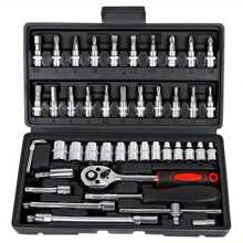 46pcs/1pc Complete Socket Wrench Set With Ratchet, Drill Sockets & Extension Rod – Durable, Multi-Use, Ideal For Car Repair & DIY Home Tasks – Compact Storage Case Included - 46pcs Set - View 8