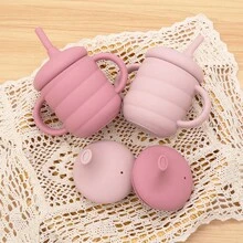 1pc 2-In-1 Silicone Sippy Cup With Straw, Colorful Toddler Drinking Cup With Handle - Multicolor - View 6