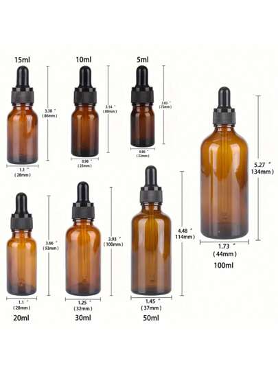 2 قطعة/مجموعة زجاجات قطارة زجاجية سعة 10-100 مل للزيوت الأساسية والعطور والمستحضرات التجميلية - قوارير زجاجية كهرمانية قابلة لإعادة الاستخدام مع قطارة سائلة - للغسيل باليد فقط، قوارير بدون رائحة دائرية - لاستخدامها في المنزل والنوم والحمام والسفر - متوفرة سعات من 0.17 أوقية إلى 3.38 أوقية (عبوة من أحجام متعددة)