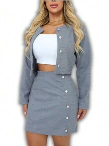 Women Two-Piece Outfits - Màu xanh lam - Xem 3