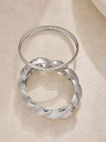 1 Set Of 2pcs Exaggerated Fashionable Unique Layered Metal Alloy Open Bangle Bracelets For Women, Suitable For Street, Shopping, Dating, Party, Beach, Office And Gift