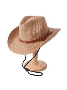 Sombrero de playa para mujer, sombrero de paja de estilo vaquero occidental, sombrero de paja de estilo de playa de verano con cordón, diseño plegable, sombrero bohemio fácil de viajar con protección UV, sombrero de sol, sombrero de playa, verano - Multicolor - Ver 16