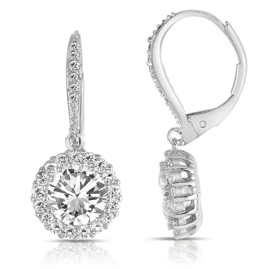 New Eight Heart Eight Arrows Round Full Diamond Temperament Earrings Europe And The United States Platinum Plated Earrings