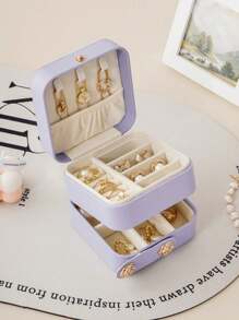 CASEGRACE 1pc Three-Layer Jewelry Storage Box With Large Capacity For Necklace, Ring, Earring, And Other Accessories Wedding Birthday Gift Case - Multicolor - View 11