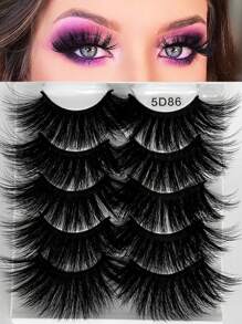 5 Pairs Extra Long False Eyelashes Long Dramatic Natural Fluffy Fake Eyelashes - Black - View 1