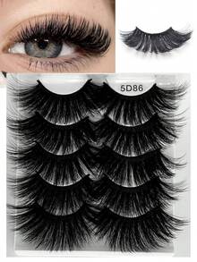 5 Pairs Extra Long False Eyelashes Long Dramatic Natural Fluffy Fake Eyelashes - Black - View 2
