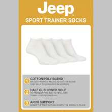 Jeep Men's Breathable Cushioned Low Cut Trainer Socks - Pack Of 4 (Navy) - Fast Shipping And Quick Delivery - White - View 4