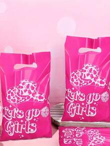 10 件粉色牛仔帽派对礼品袋、零食礼品手提袋、塑料回收袋、主题活动装饰品、生日礼物礼品袋 - 彩色 - 查看 7