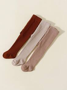 3pcs Children's Plain Solid Color Tights, Suitable For Daily Wear - Multicolor - View 6