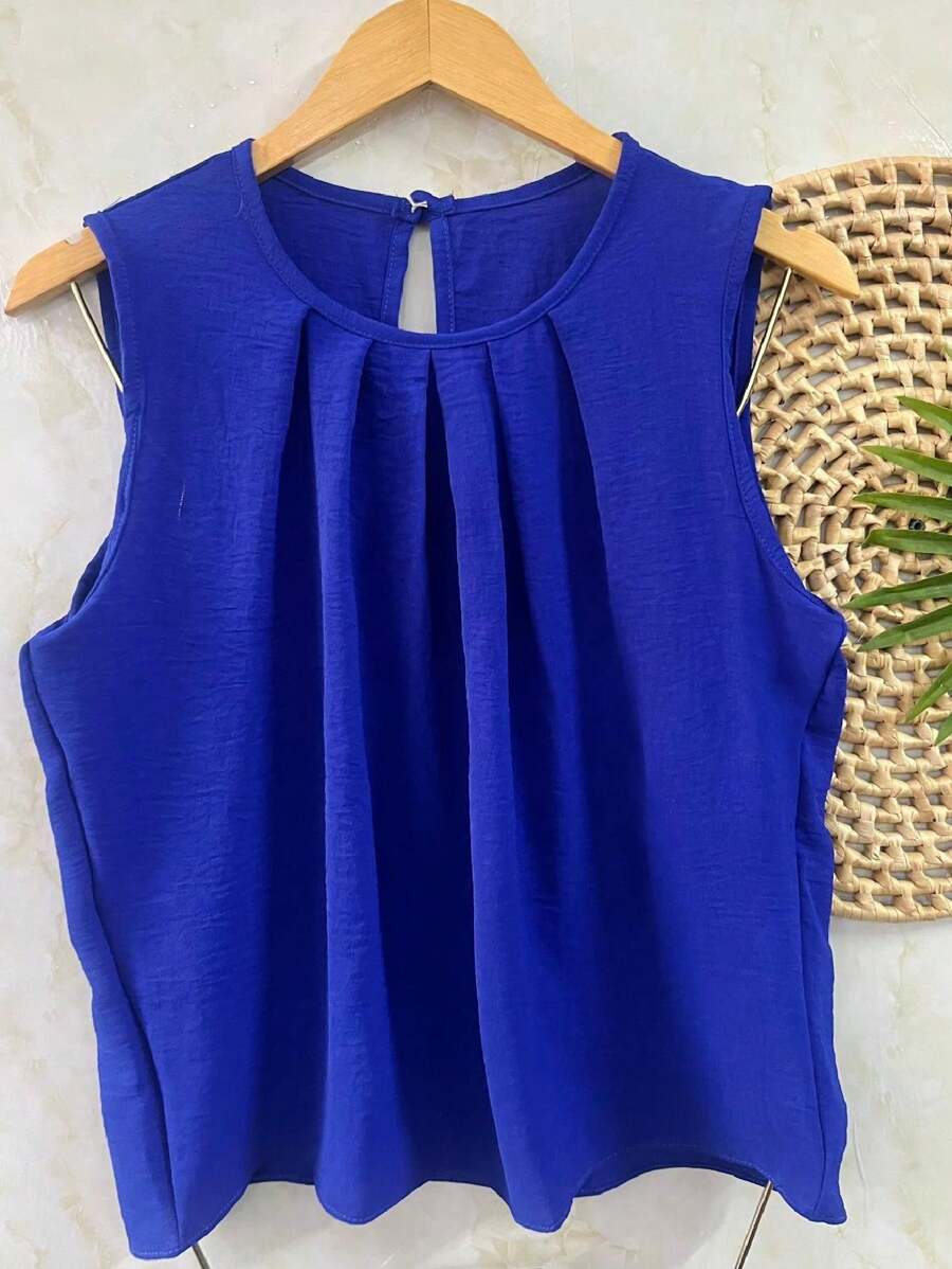 Women's Blouse Dune Regatta Top With Button - Royal Blue - View 1