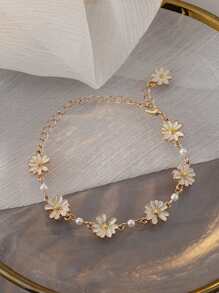1pc Simple & Elegant Daisy Bracelet, Suitable For Girls' Daily Wear