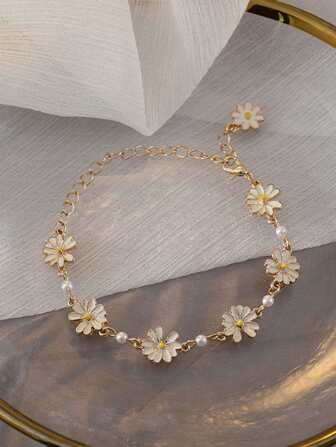 1 件簡約優雅雛菊手鍊,適合女孩日常配戴