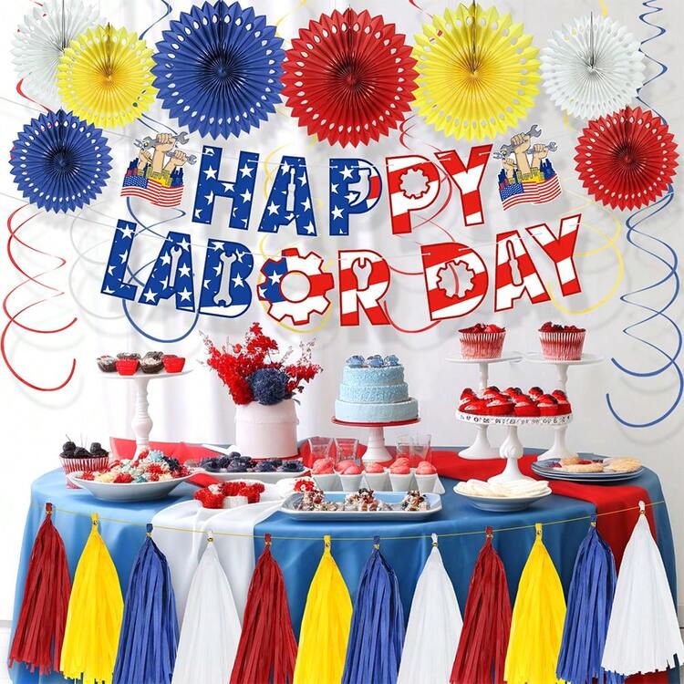 29pcs, Happy Labor Day American Theme Party Decoration, Photoshoot 